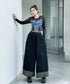 Stitch Contrast Color Wide Denim